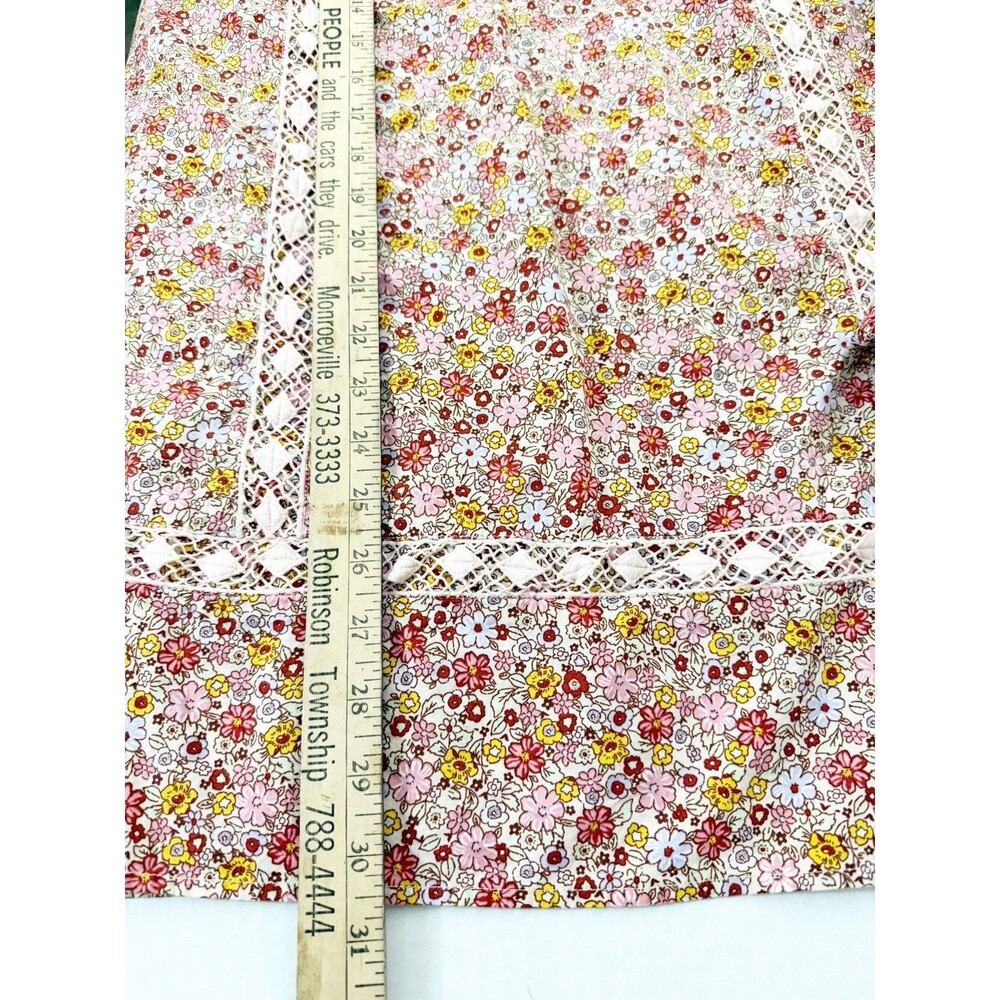 Lands' End Women's Cotton Tunic Top Ditsy Floral Long Sleeve w/ Lace Detail 2X - Picture 14 of 15